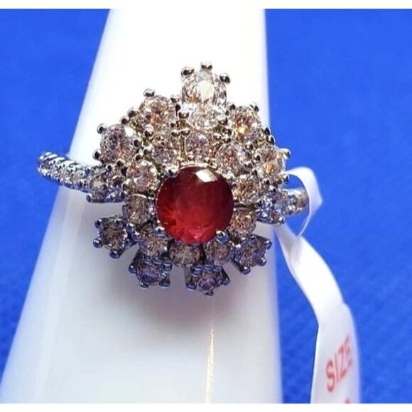 Ring Bomb party ring #3670, Lovely Oasis, Natural Fusion Burmese Ruby, Size 6 - Picture 3 of 4
